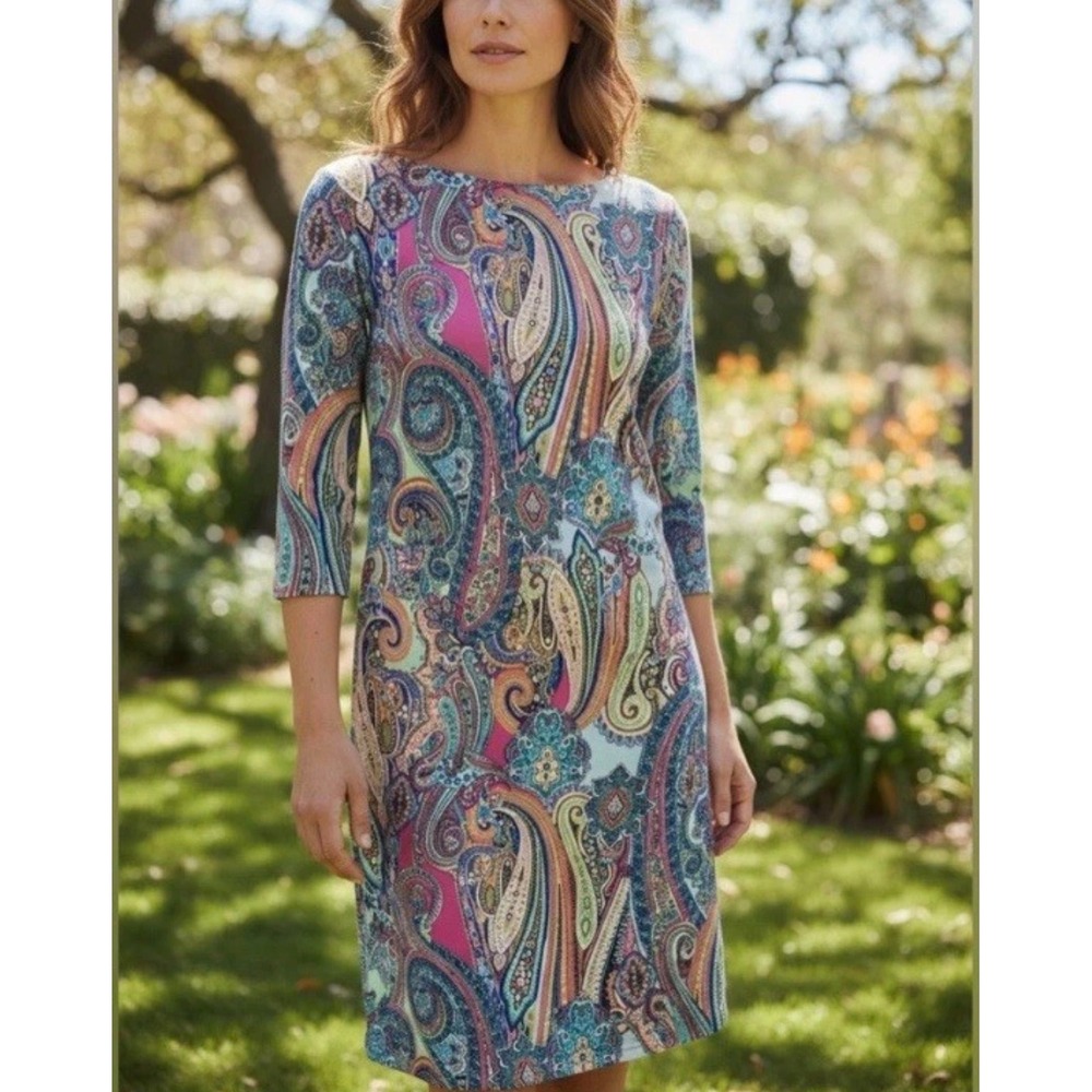 Tommy Hilfiger NWT Dress Multicolor Paisley Sheath 16 Stretch Career Office Wear